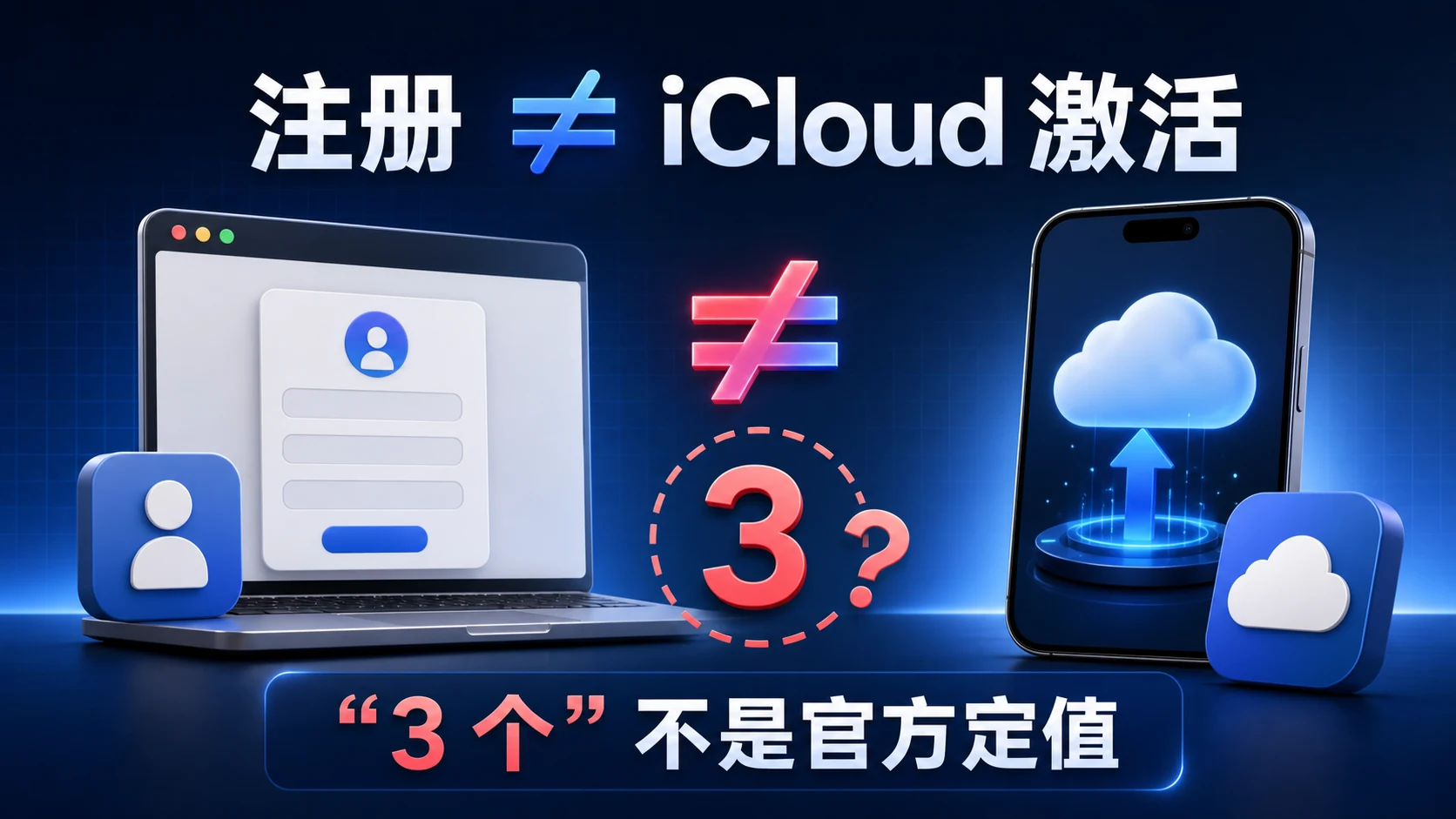 Apple ID 注册与 iCloud 激活限制区别示意图