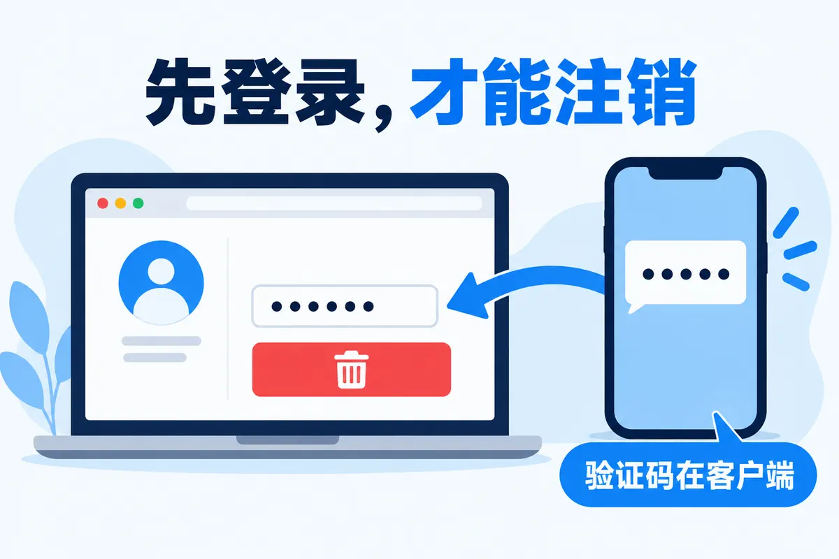 telegram注销账号操作前需先登录,并在客户端内接收验证码的流程示意图