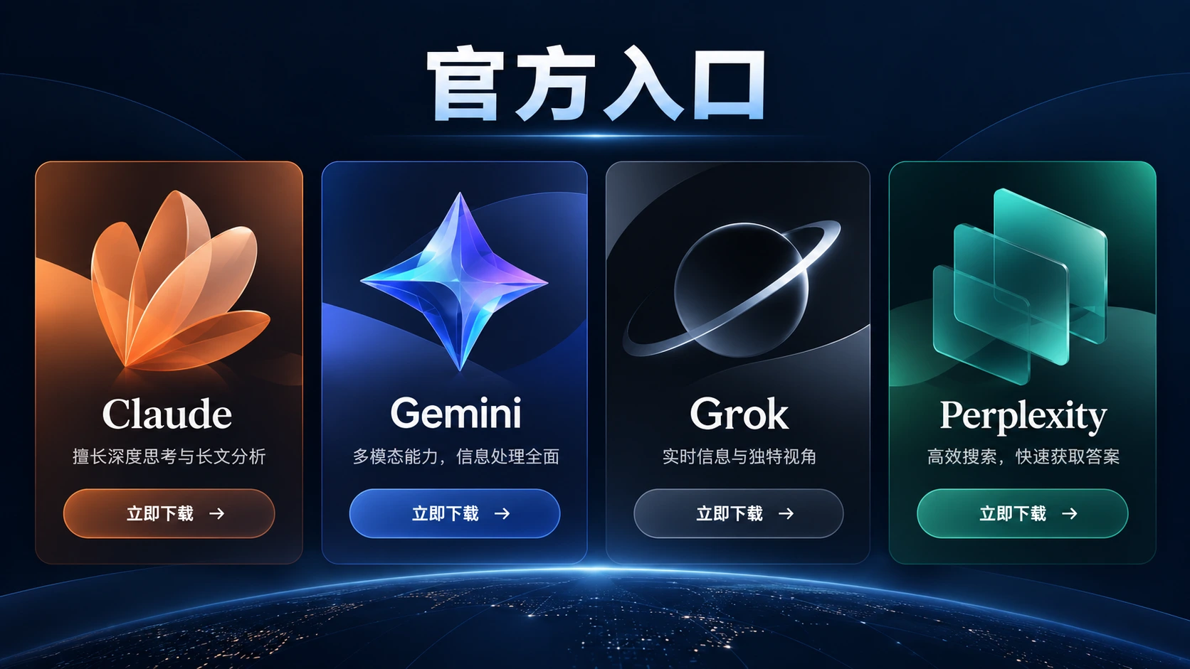 claude app下载官方入口对照图,帮助识别 Claude、Gemini、Grok 与 Perplexity 的正规来源
