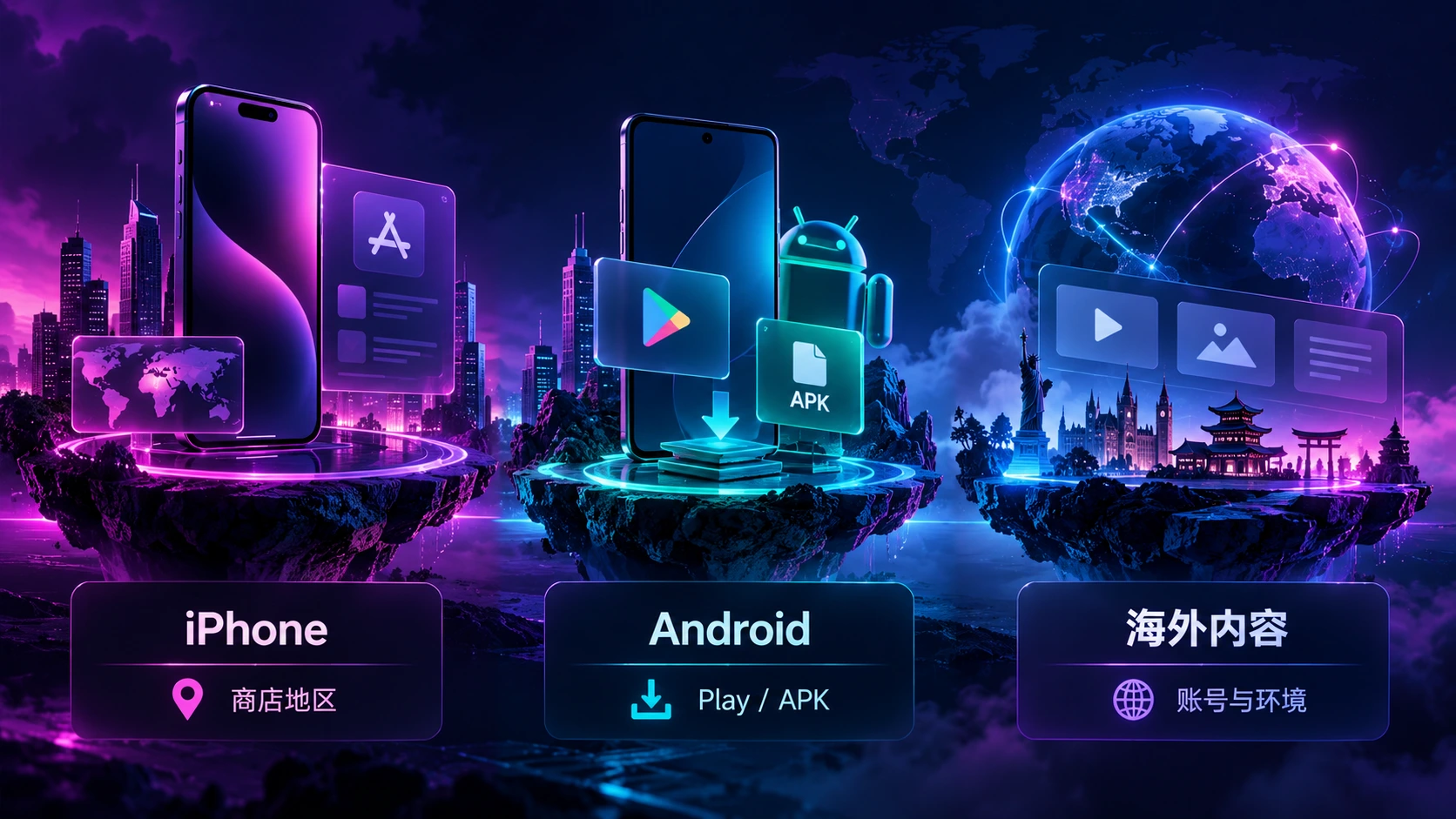 抖音国际版 iPhone、Android 下载路径与海外内容显示条件对照图