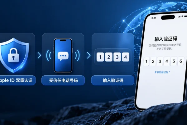 apple id 双重认证与受信任电话号码验证码流程图，说明如何安全关闭双重认证