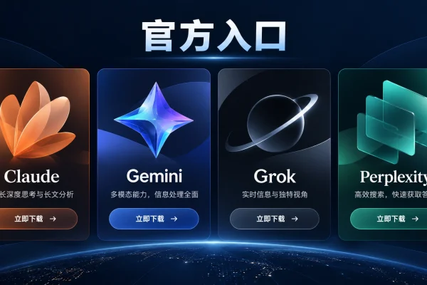 claude app下载官方入口对照图，帮助识别 Claude、Gemini、Grok 与 Perplexity 的正规来源