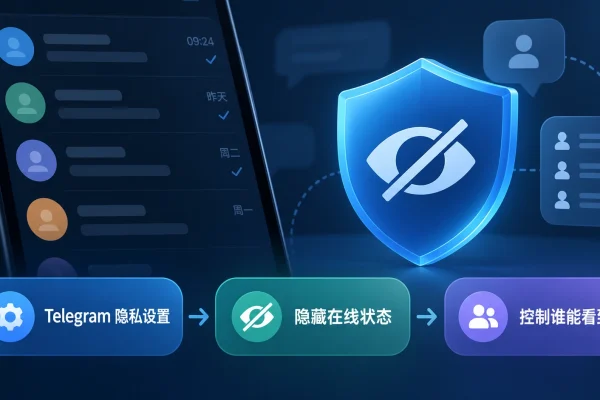 telegram隐私设置与telegram秘密聊天相关流程图，展示隐藏在线状态并控制可见范围