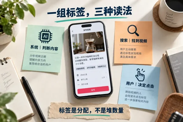 tiktok标签怎么打要兼顾系统分类、用户搜索和读者点击；选择tiktok hashtag时，建议每条视频使用3至5个，把内容词、搜索词与系列词分配。不要用#fyp等热门标签占位，也不要在文案末尾堆满关键词，避免主题信号混乱并降低阅读体验。