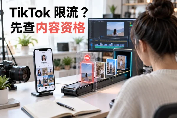 tiktok限流自查场景，解释tiktok没有播放量什么原因，以及内容为何没进入推荐页